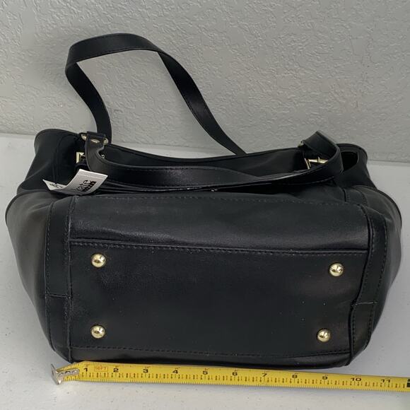 KATE LANDRY Black Faux Leather Large Shoulder Bag Tote Purse Handbag NEW NWT - Picture 8 of 11